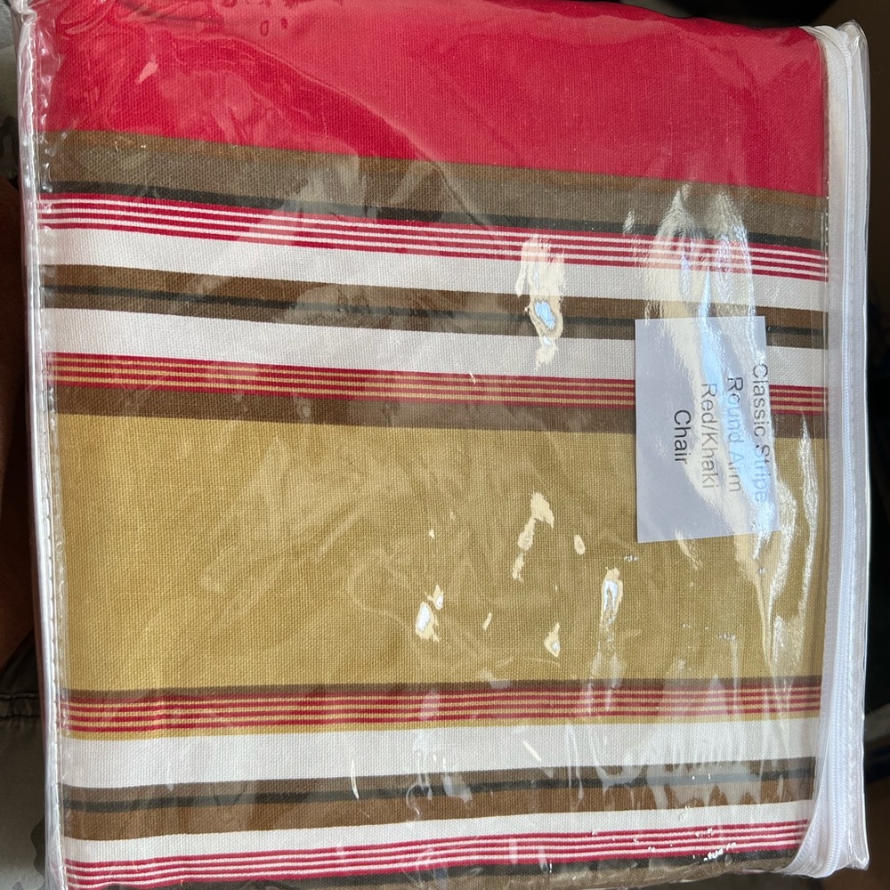 Multi colored arm chair striped covers.  Set of 2